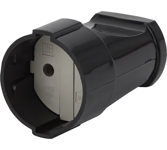 Кабельная розетка ЭРА Rx1-B Rx1 б/з прямая 10A черная Б0039681