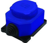 Настенная розетка UNIVersal с заглушкой "компакт" c/з каучук 16а 250в ip44 цвет синий (еврослот) 3047