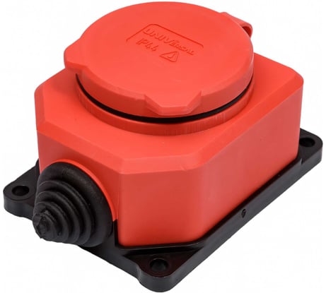 Настенная розетка UNIVersal с заглушкой c/з каучук "компакт" 16а 250в ip44 красный (еврослот) 3075