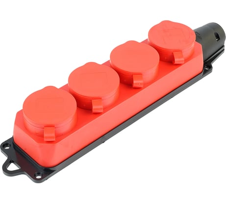 Переносная розетка STEKKER 4-местная c/з, rst16-24-44-3 (рп 16-232), 250в, 16а, ip44, красный, 49400