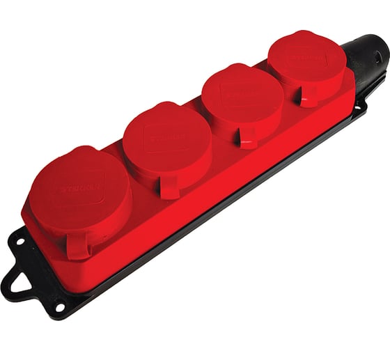 Переносная розетка STEKKER 4-местная c/з, rst16-24-44-3 (рп 16-232), 250в, 16а, ip44, красный, 49400 1