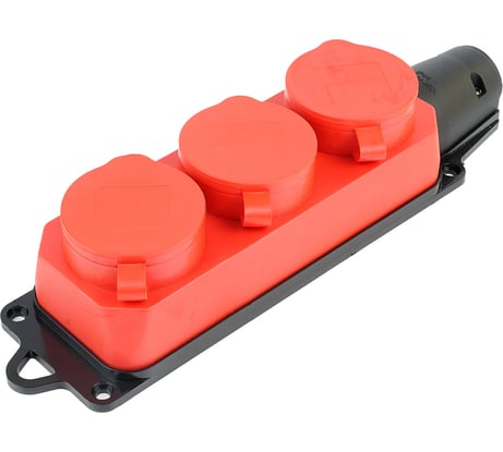 Переносная розетка STEKKER 3-местная c/з, rst16-23-44-3 (рп 16-334), 250в, 16а, ip44, красный, 49401