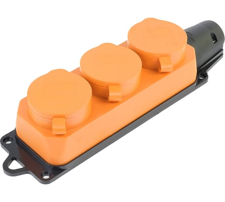 Переносная розетка STEKKER 3-местная c/з, rst16-23-44-5 (рп 16-334), штепсельная 250в, 16а, ip44, оранжевый, 49405