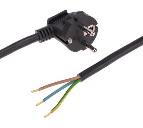 Электрический шнур с вилкой REXANT пвс 3x1,5 мм2 2м (черный) 11-1328