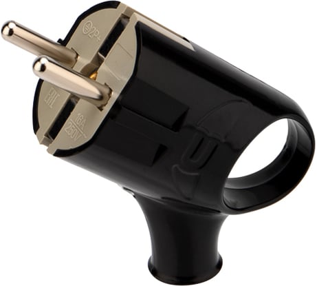 Угловая вилка евро REXANT с з/к 16а с кольцом черная 11-8953