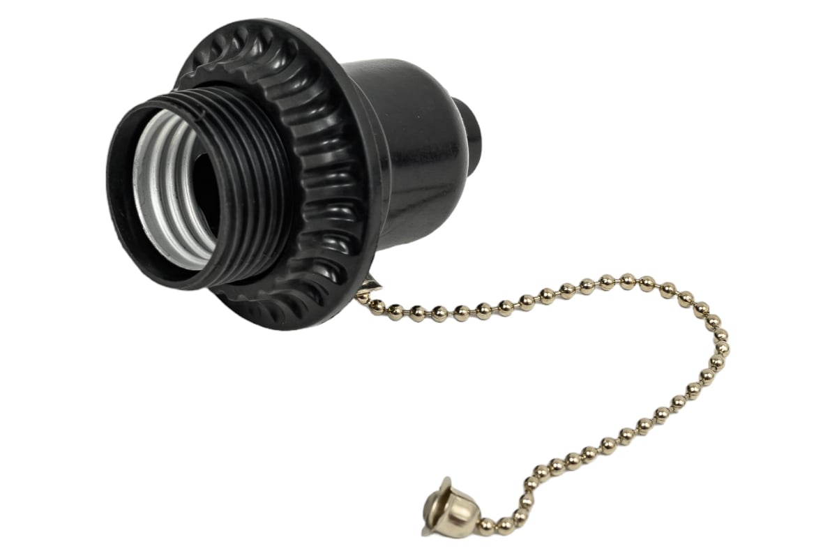 Патрон OXION E27 с вытяжным выключателем пластик черный PH-004 ...