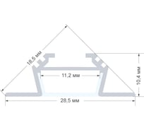 Комплект Apeyron 3x1м: профиль алюминиевый для светодиодной ленты, угловой, накладной, серебро, 28.5x10.4мм, лента до 10мм 08-07-03