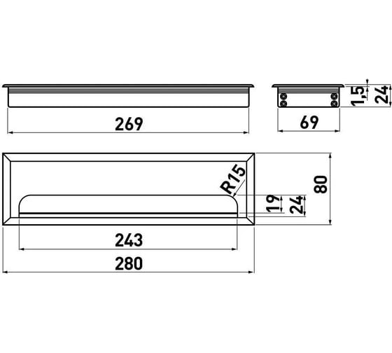 Пропуск для кабеля GTV Merida 80x280, черный LB-80x280-20