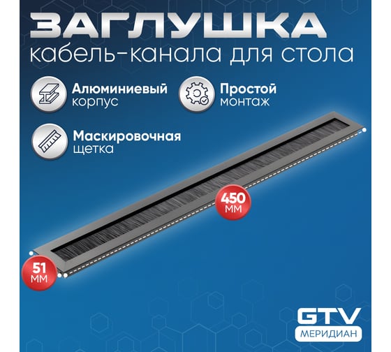 Пропуск для кабеля GTV Merida 51x450, черный LB-51X450-20
