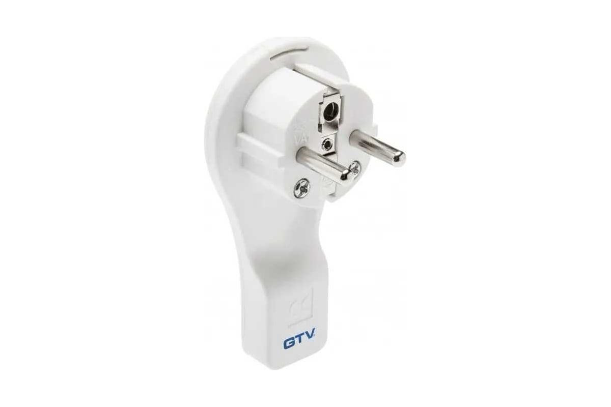 Угловая электрическая вилка GTV 16А, 250V, без провода, плоская, белая ...