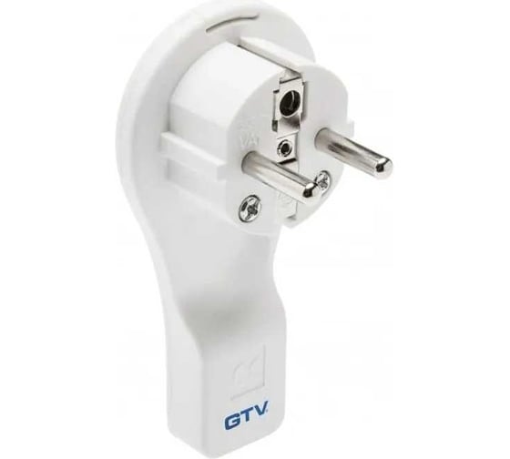 Угловая электрическая вилка GTV 16А, 250V, без провода, плоская, белая AE-VA1UNI-00