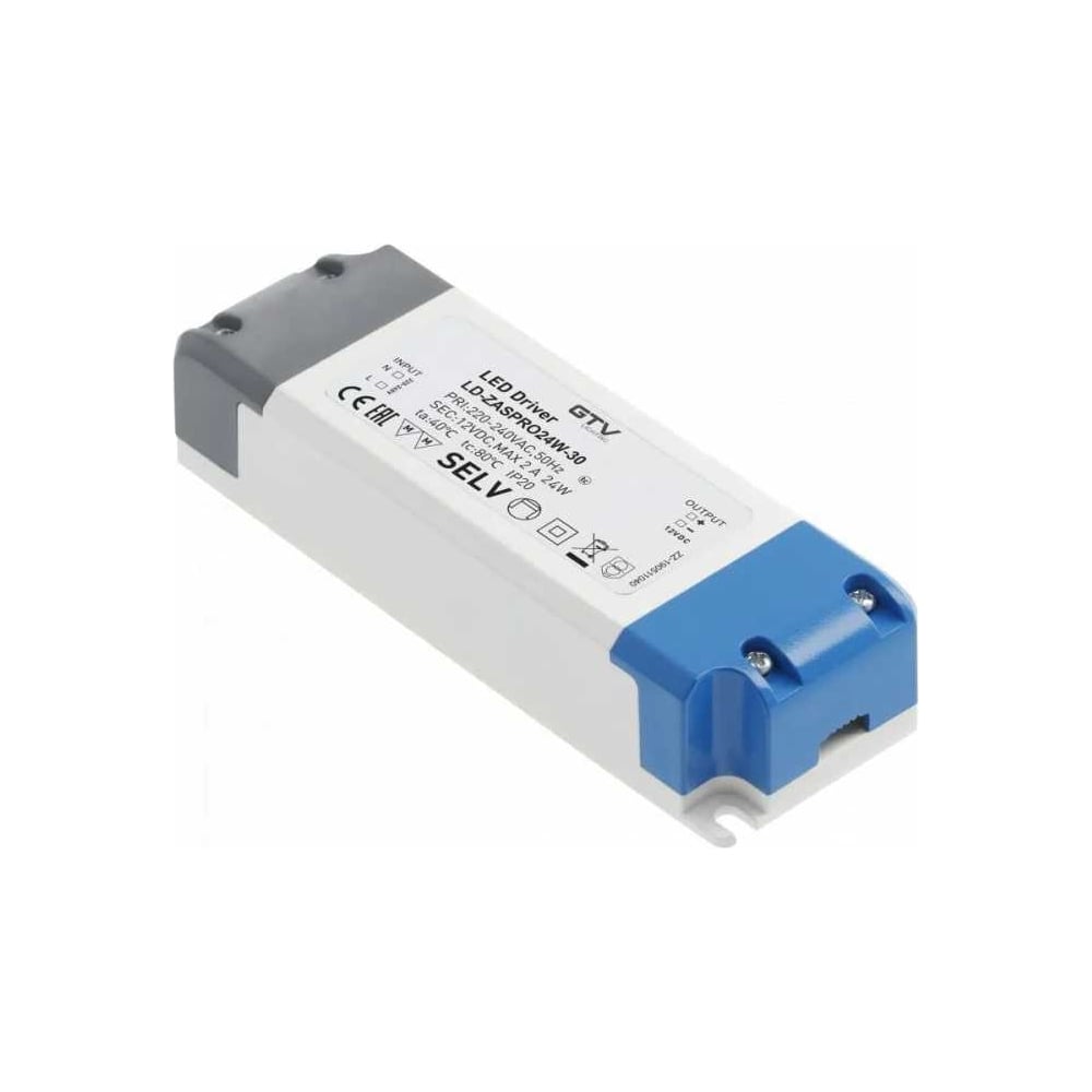 Блок питания для светодиодов GTV 220/12V 24W IP20 LD-ZASPRO24W-30 ...