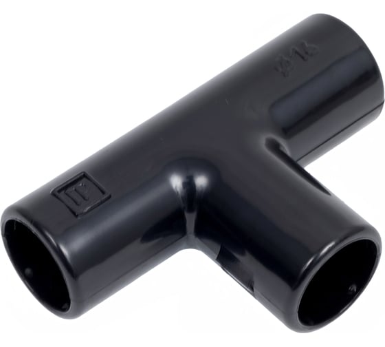 Разборный тройник Промрукав черный д16 70шт PR13.0195 1