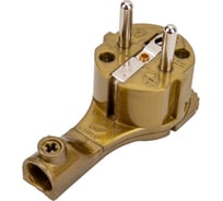 Плоская угловая вилка с заземлением Electraline 16А золотая 55044