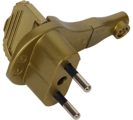 Плоская угловая вилка Electraline 6А золотая 55058