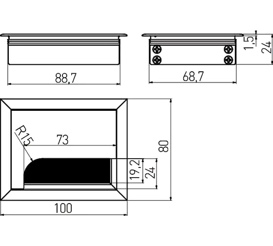 Пропуск для кабеля GTV Merida 80x100, черный LB-80x100-20