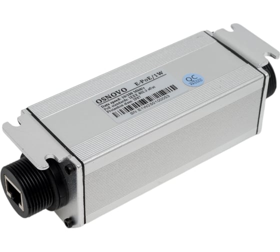 Уличный PoE удлинитель OSNOVO E-PoE/1W 10M/100M Fast Ethernet до 500м (до 22W). sct0900