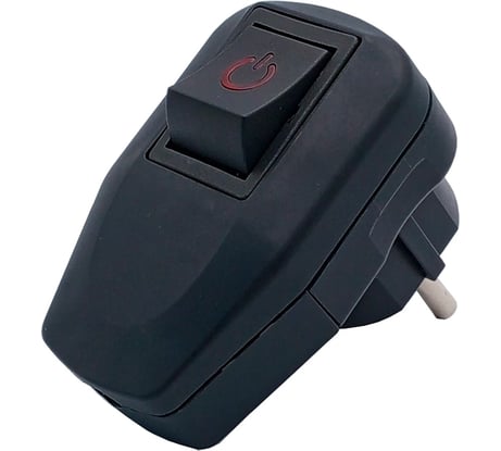 Вилка с выключателем AY-KA угловая 16А 250В с/з, черный-серый 7915300