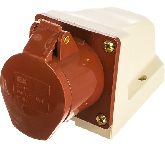 Розетка наружной установки IEK 16А 3P+Е 380В IP44 114 ИЭК PSR12-016-4