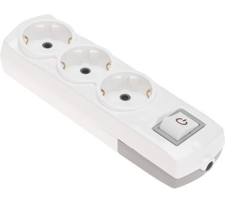 Колодка REXANT premium 3 гнезда, с заземлением, с выключателем, белый 13-4401