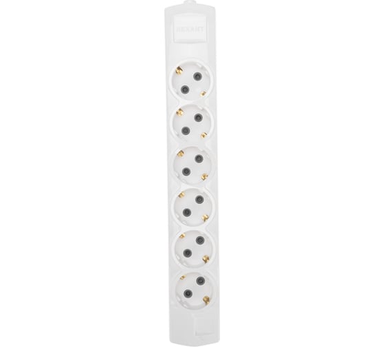 Колодка REXANT premium 6 гнезд, с заземлением, белый 13-4403