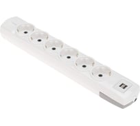 Колодка REXANT premium 6 гнезд, с заземлением, 2 usb, белый 13-4407