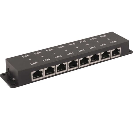 Пассивный PoE-инжектор OSNOVO Midspan-8/P Fast Ethernet на 8 портов. sct0947