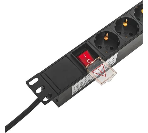 Блок розеток EKF PDU TERACOM 19", 1U, 16А/250В, 7 розеток Schuko, с выключателем, шнур питания длиной 2 метра сечение 3x1,5 мм2 вилка Schuko, корпус пластик, черный TRC-HPD-LS-16A-7SH-2MSH