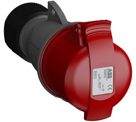 Кабельная розетка ABB Easy&Safe 332EC6, 32А, 3P+E, IP44, 6ч 2CMA102040R1000 1
