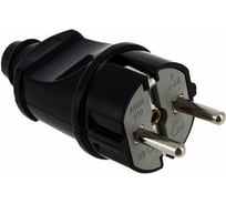 Вилка Пан Электрик с/з 16А 250В прямой вывод проводника ABS-пластик,черная 24204 8