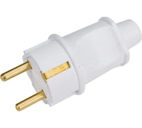 Вилка Пан Электрик с/з 16А 250В прямой вывод проводника ABS-пластик,белая 24203 1