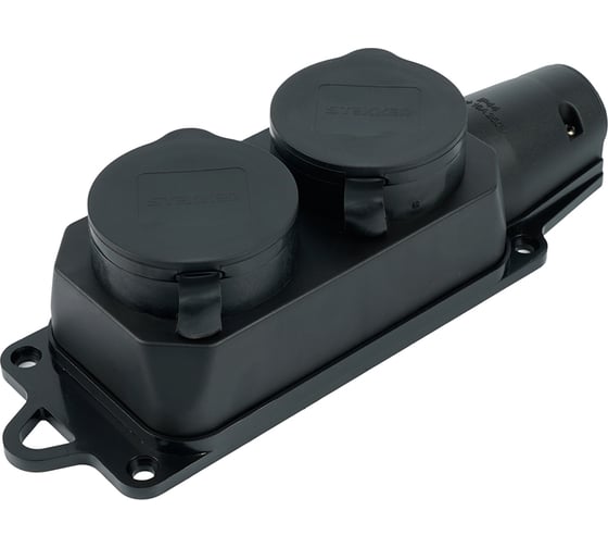 Переносная штепсельная розетка STEKKER двухместная, 230В 16А IP44 RST16-22-44 РП 16-232 32738 1