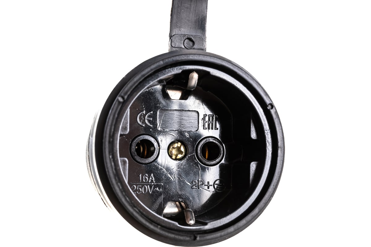 Переносная розетка STEKKER с крышкой, одноместная, 230В 16А IP44 черная ...