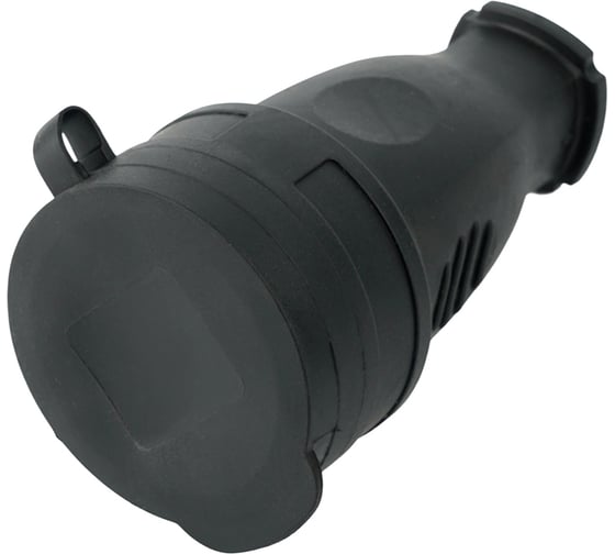 Переносная розетка STEKKER с крышкой, одноместная, 230В 16А IP44 черная RST16-21-44 РА 16-005 32751 1