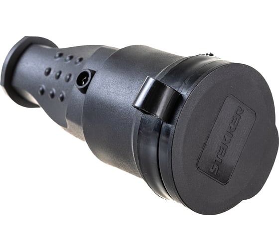 Переносная розетка STEKKER с крышкой, одноместная, 230В 16А IP44 черная RST16-21-44 РА 16-005 32751