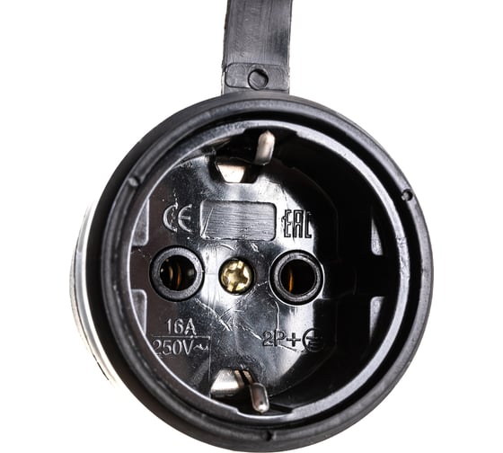 Переносная розетка STEKKER с крышкой, одноместная, 230В 16А IP44 черная RST16-21-44 РА 16-005 32751