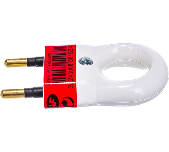 Вилка Legrand 2К 6А белая 50162 050162