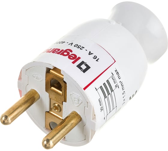 Вилка Legrand 2К+3 серия Элиум 16 А с поворотным механизмом винтовой зажим белый 050172