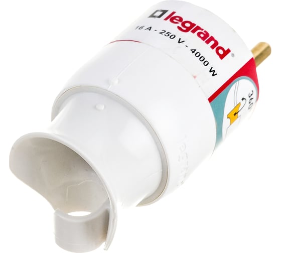 Вилка Legrand 2К+3 серия Элиум 16 А с поворотным механизмом винтовой зажим белый 050172