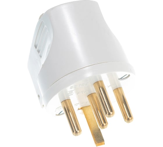 Силовая вилка Legrand 3К+Н+З 20A выход кабеля сбоку, слоновая кость 55157 055157