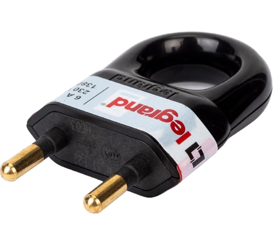 Вилка Legrand 2К 6А черная 50163 050163