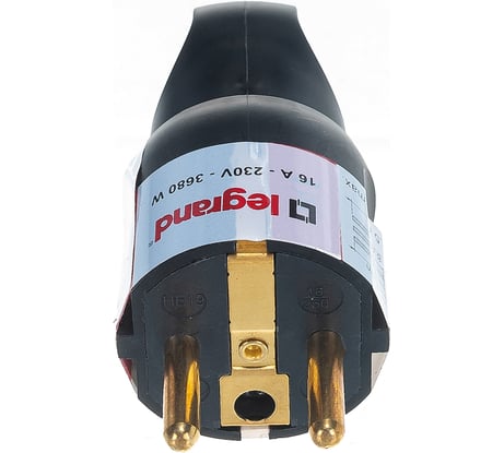 Вилка Legrand 2К+3 серия Элиум 16 А с кольцом пластик винтовой зажим чёрный 050194