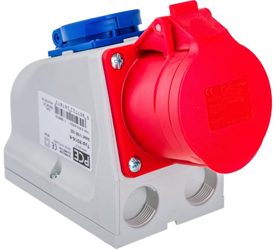 Настенная комбинированная розетка PCE 16А 400V 3P+N+E IP44 9215-6