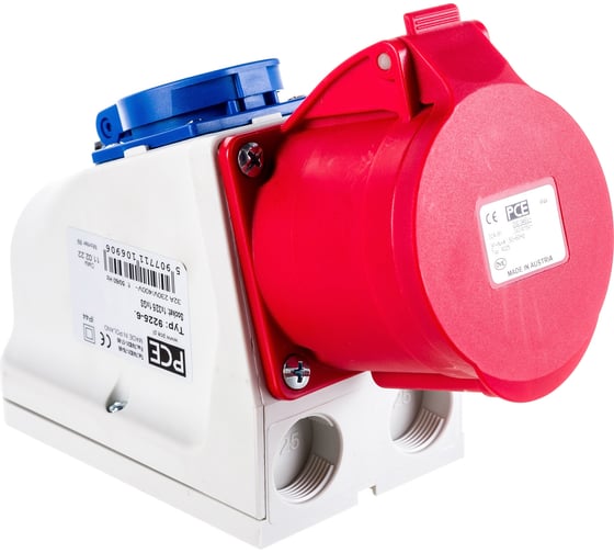 Настенная комбинированная розетка PCE 32А 380V 3P+N+E IP44 9225-6