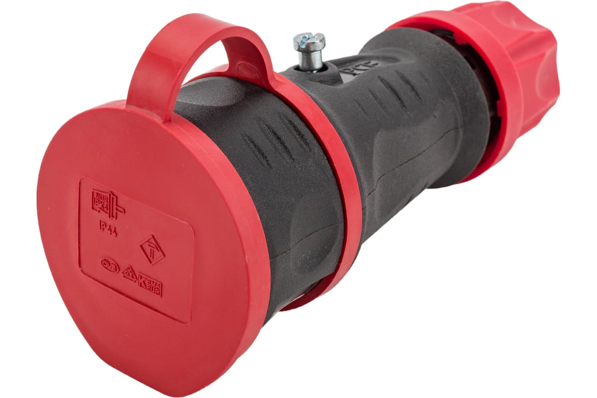 Кабельная розетка PCE 16A 220V 2P+E IP44 резиновый корпус с крышкой ...