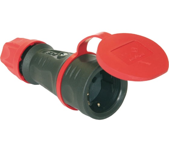 Кабельная розетка PCE 16A 220V 2P+E IP44 резиновый корпус с крышкой 25621-s