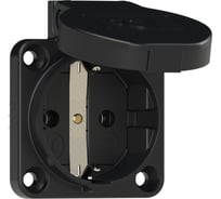 Встраиваемая розетка PCE 16A 220V 2P+E IP54 50х50 подключение сзади, черная 105-0s