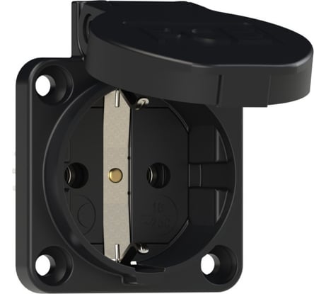 Встраиваемая розетка PCE 16A 220V 2P+E IP54 50х50 подключение сзади, черная 105-0s