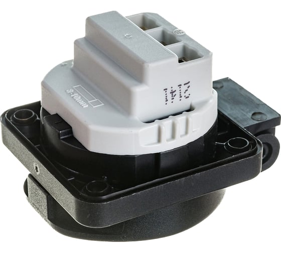 Встраиваемая розетка PCE 16A 220V 2P+E IP54 50х50 подключение сзади, черная 105-0s