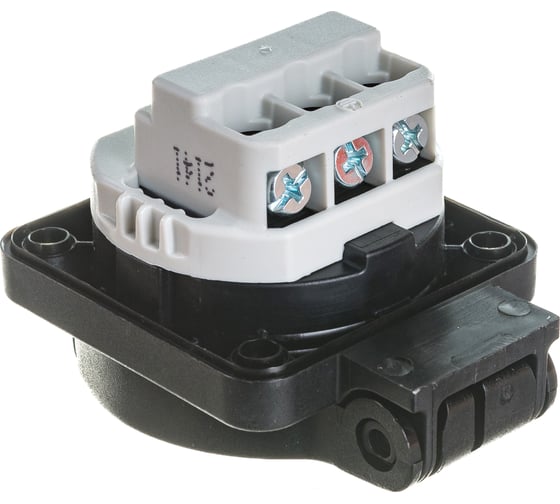 Встраиваемая розетка PCE 16A 220V 2P+E IP54 50х50 подключение сзади, черная 105-0s